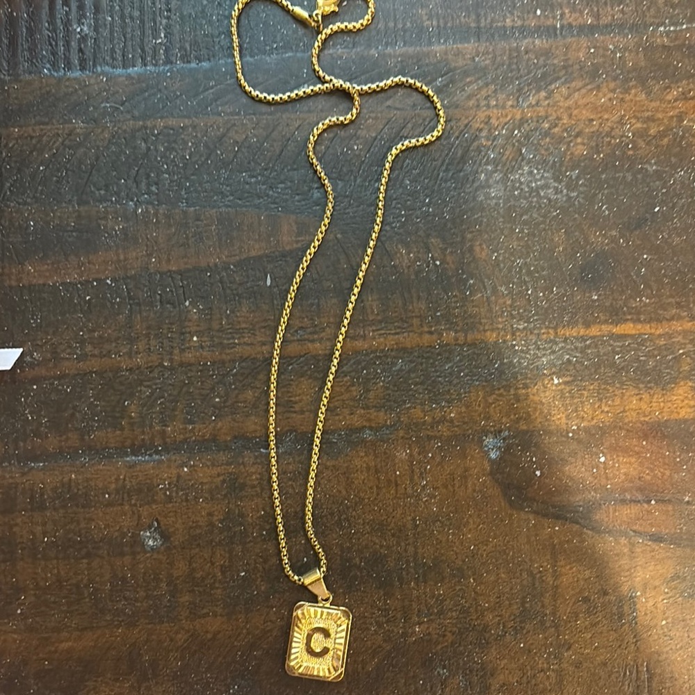 Minimalist Gold Necklace with Initial Pendant